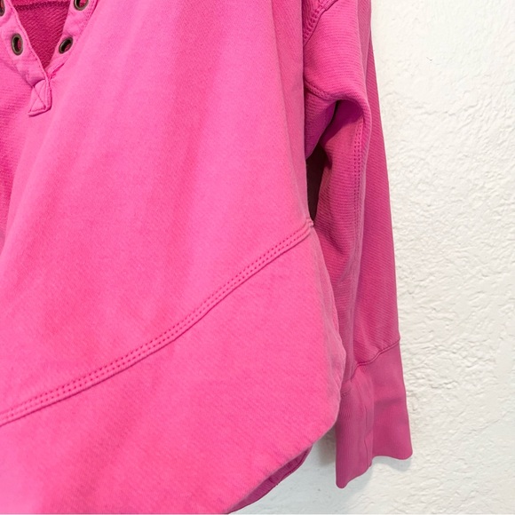 Pilcro Anthropologie Spliced Henley Top Sweatshirt Pink Large L - Picture 7 of 10